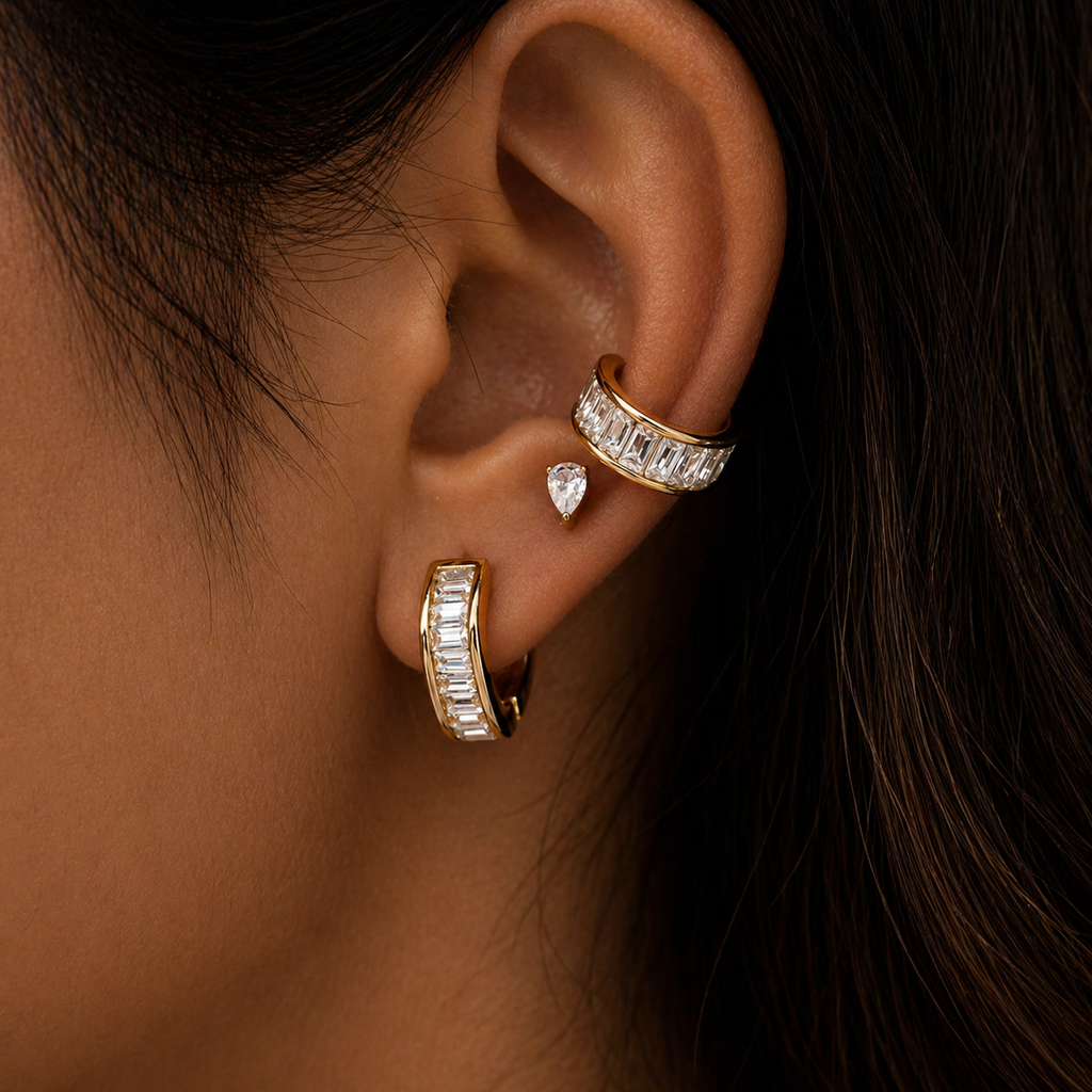 Argola Linea Cuff Cravejado