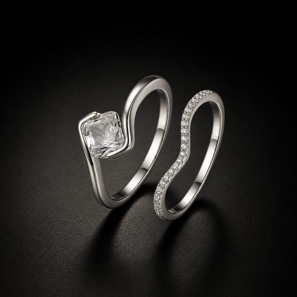 Anel Angle Ease em Prata 925 e Moissanita
