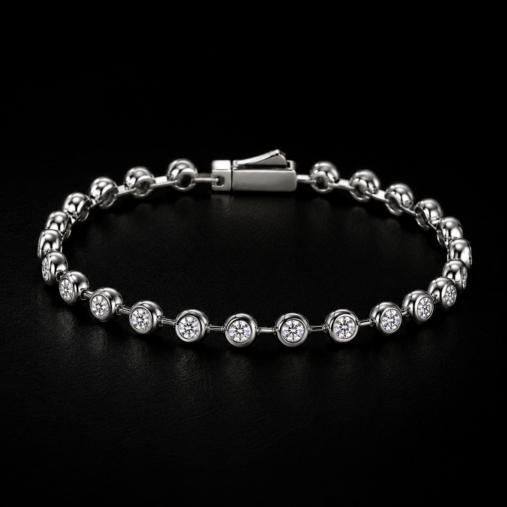 Pulseira Essenza Alba em Prata 925 e Moissanita