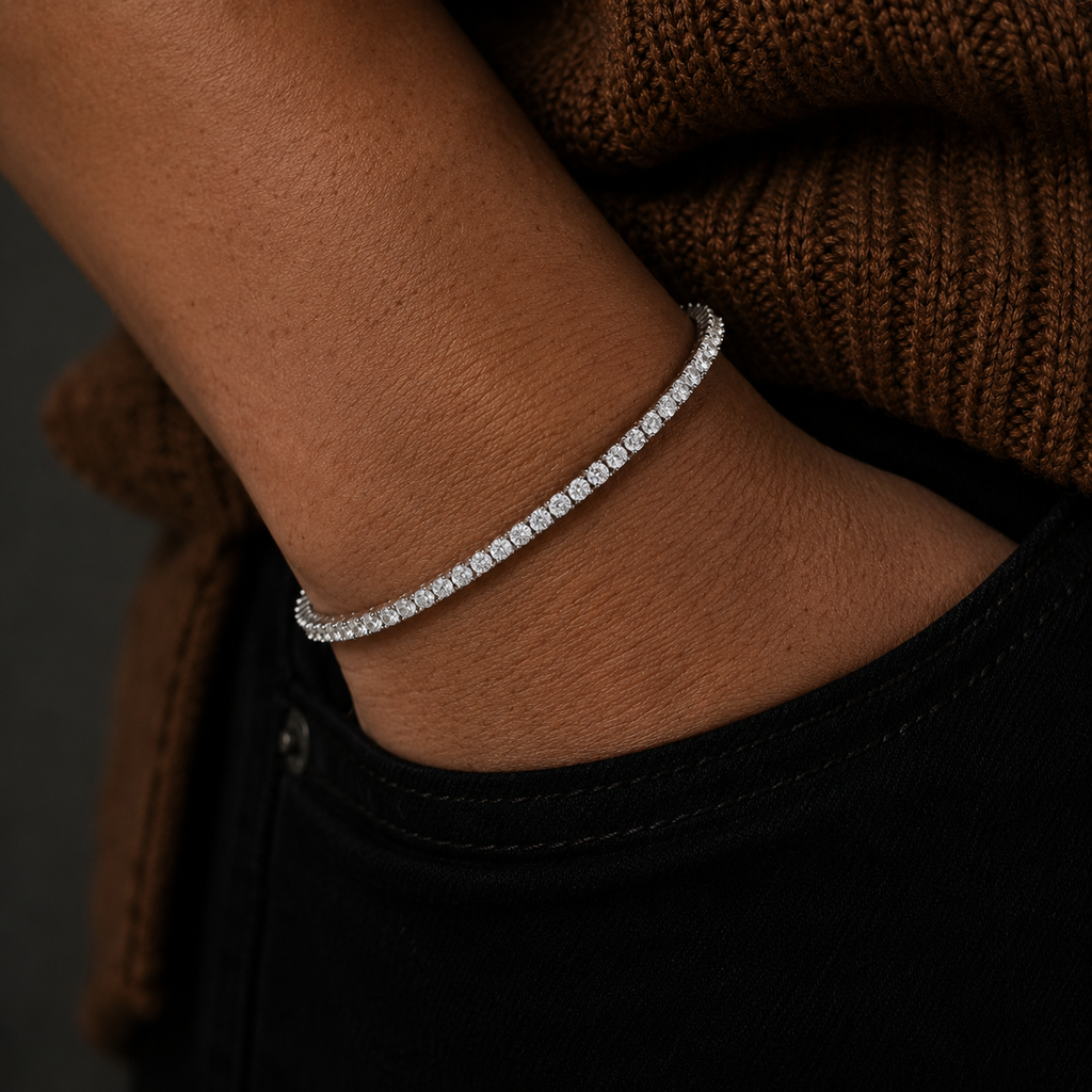 Pulseira Essenza Riviera em Prata 925 e Moissanita