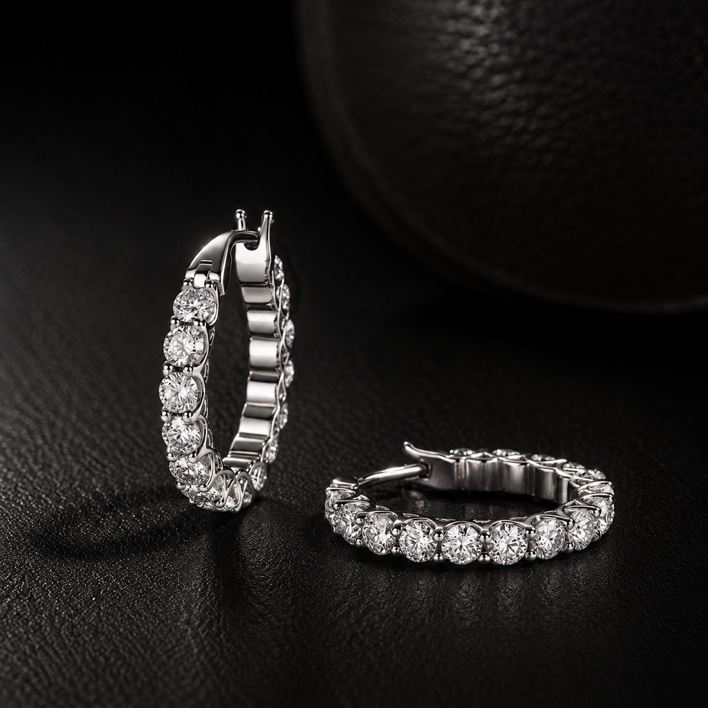 Argola Essenza Allure em Prata 925 e Moissanita