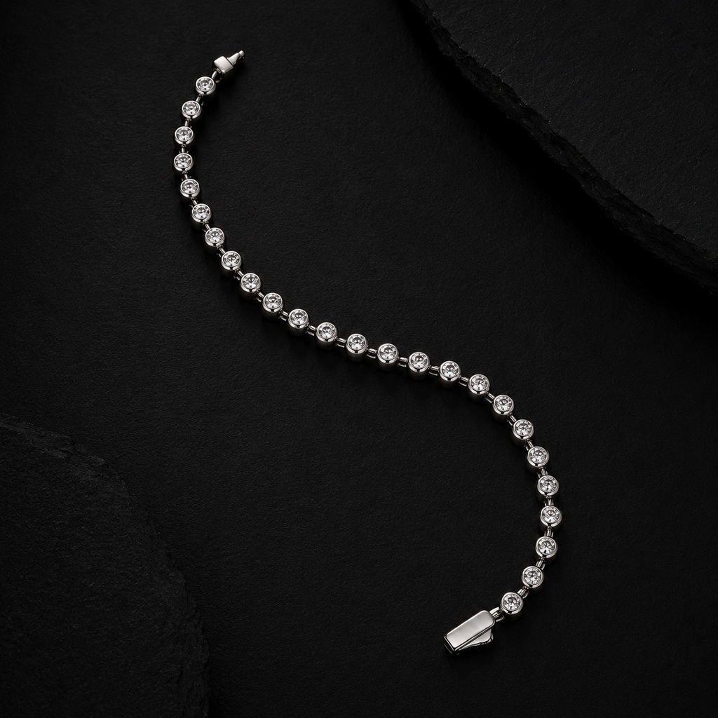 Pulseira Essenza Alba em Prata 925 e Moissanita