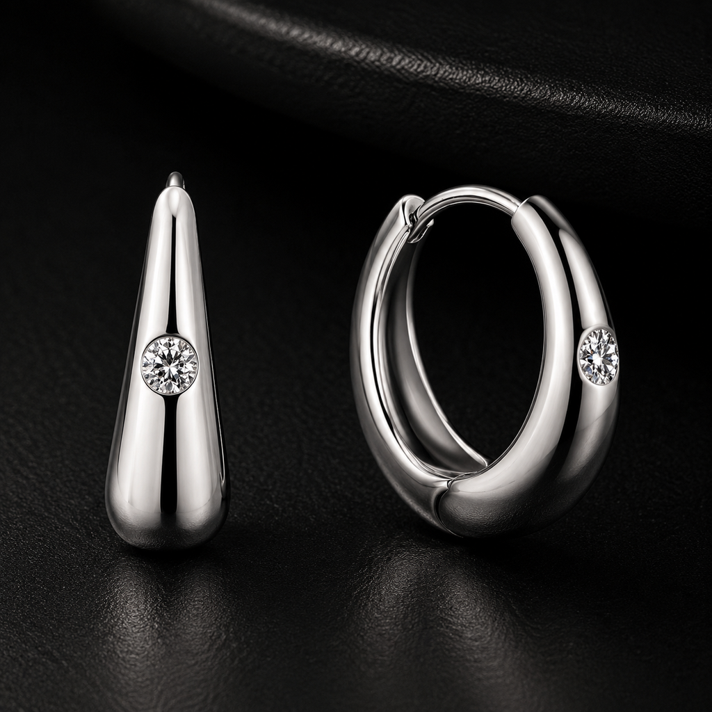 Argola Essenza Alba em Prata 925 e Moissanita
