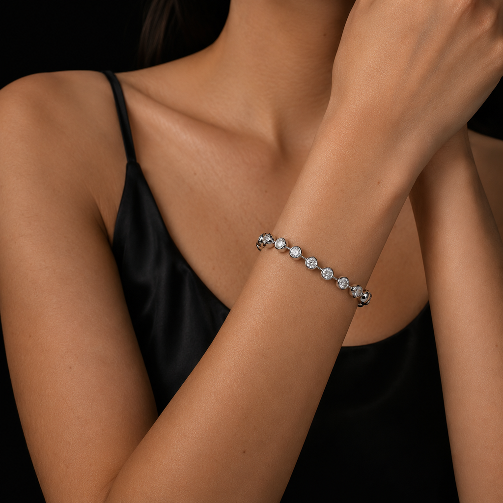 Pulseira Essenza Alba em Prata 925 e Moissanita