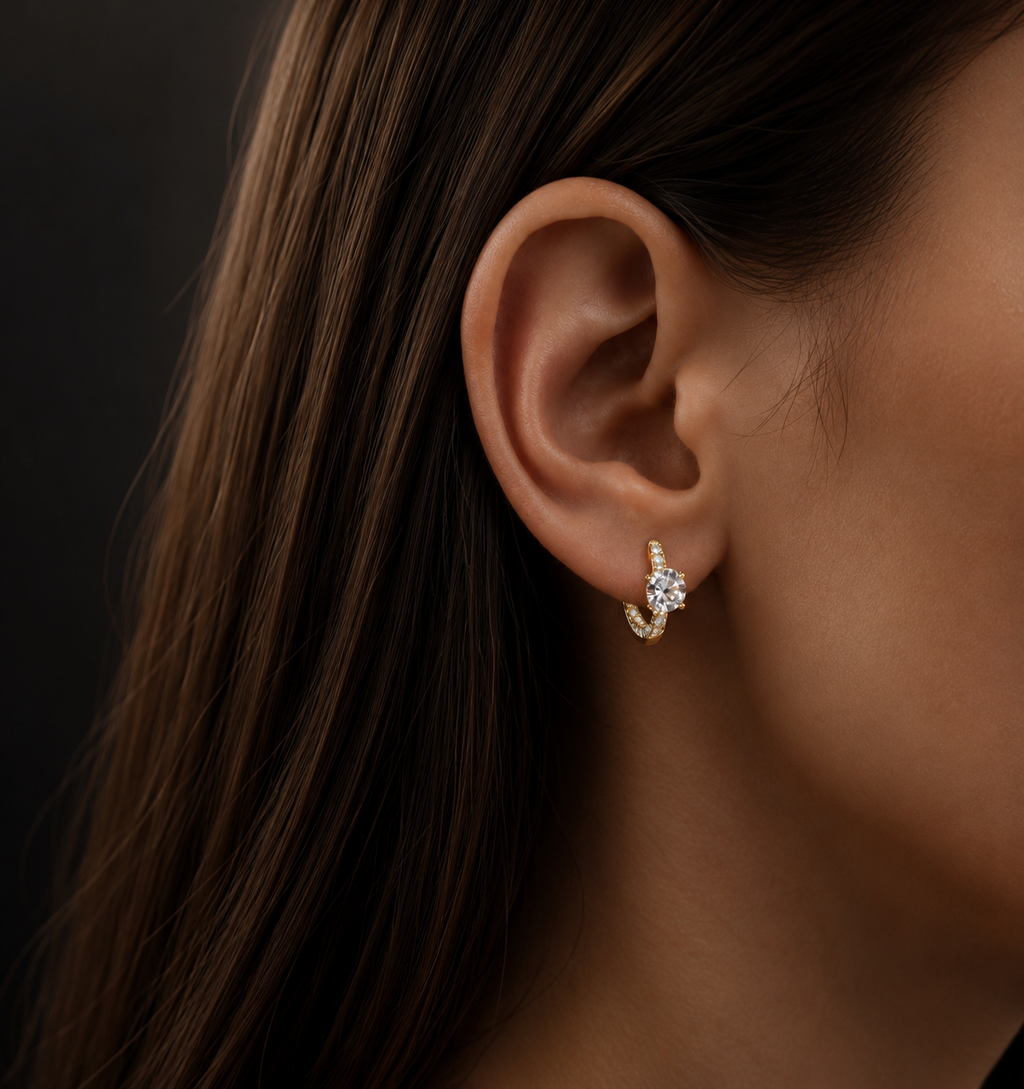 Argola Essenza Claire em Prata 925 e Moissanita