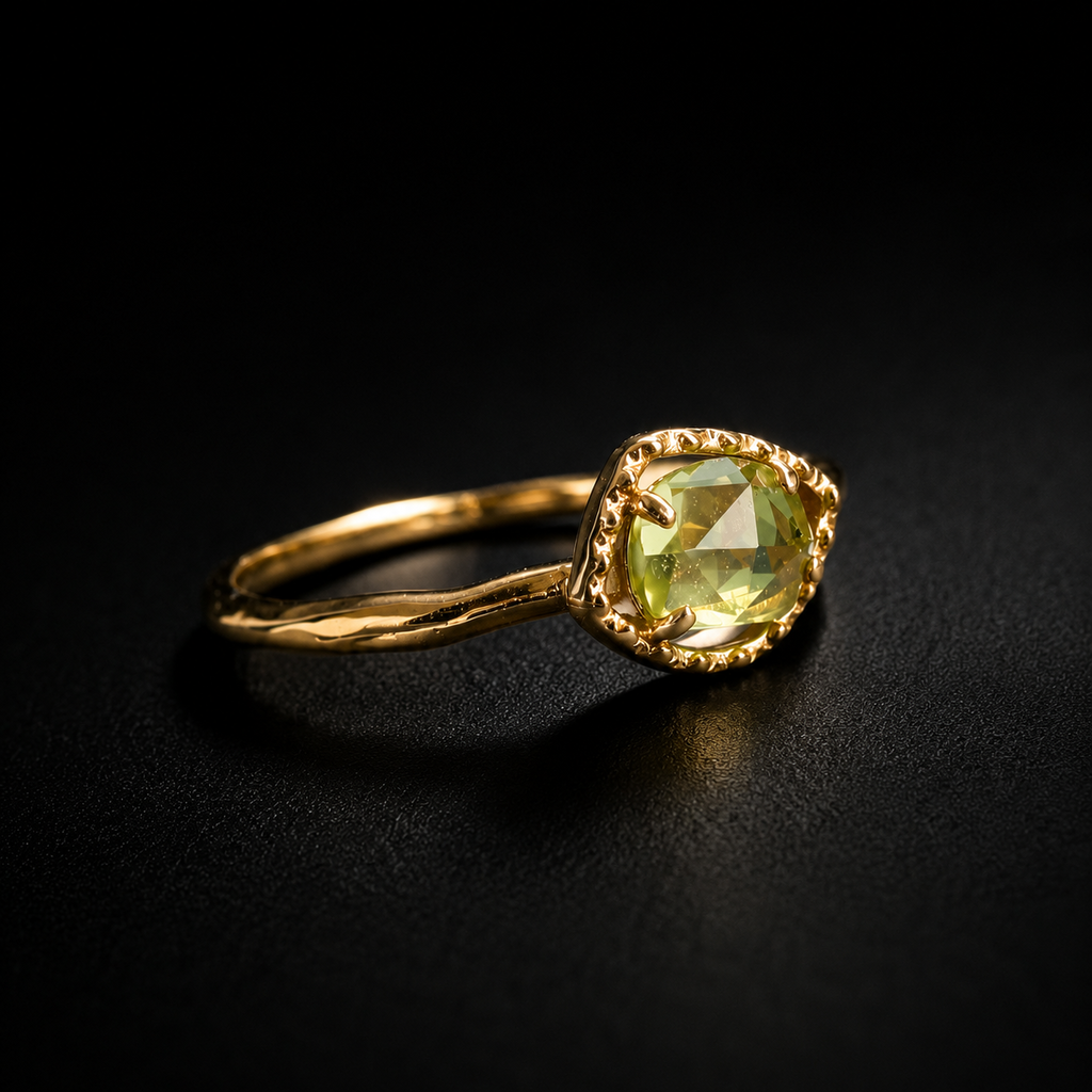 Anel Prisma Peridoto Lime em Prata 925